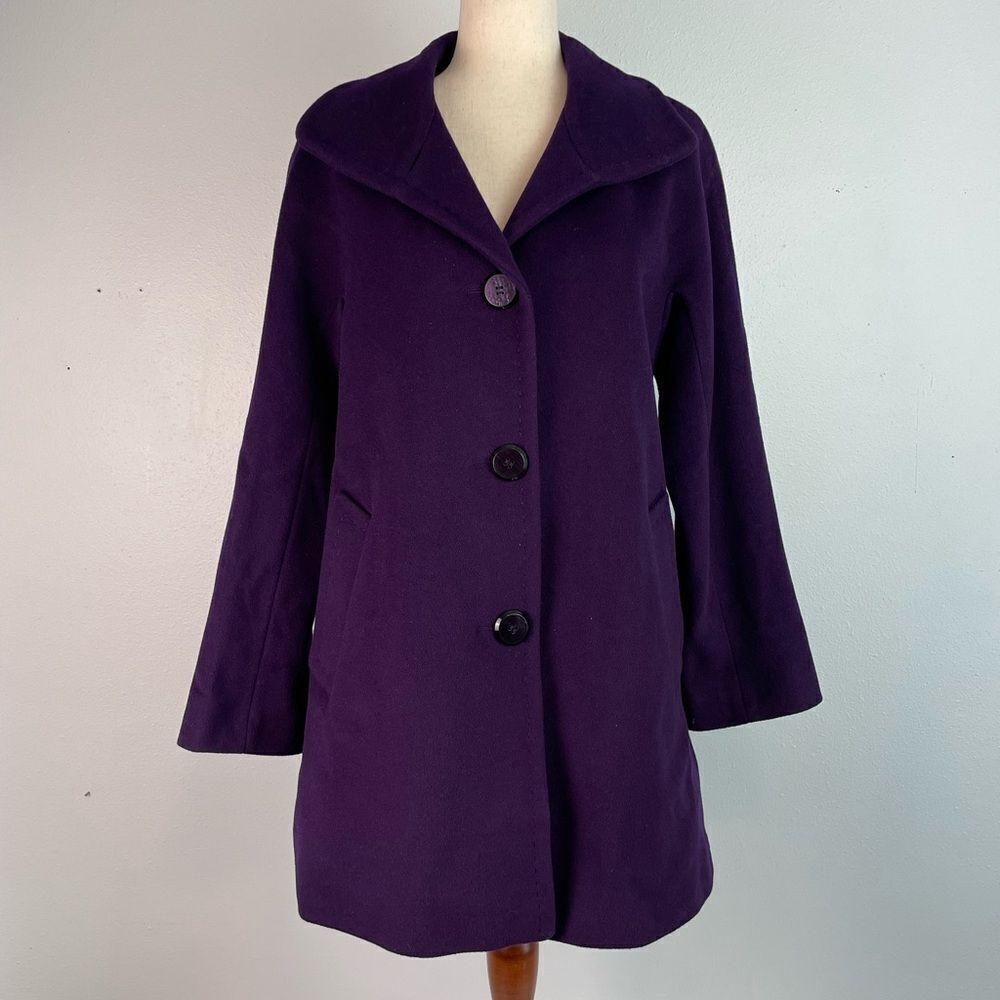 Ellen Tracy Women's Wool Angora Purple Coat Size 6 EUC